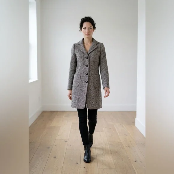 Banana Republic Brown Tweed Tailored Frock Coat size XS - Picture 2 of 16